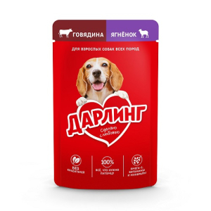 Дарлинг Корм консервированный для взрослых собак (говядина, ягненок в подливе), 75г