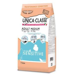Unica Classe Adult Medium Sensitive для взрослых собак средних пород с чувствительной кожей (Тунец), 3 кг