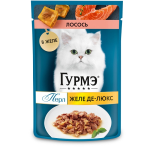 Гурме Перл Желе-Де-Люкс Корм консервированный для взрослых кошек (лосось в желе), 75г