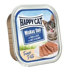 Happy Cat Rind & Wildlachs Paté Мясной паштет из альпийской говядины и дикого лосося для кошек, 100 гр