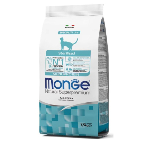 Monge Cat Speciality Line Monoprotein Sterilised сух. корм 1,5кг д/к стерилизованных из трески