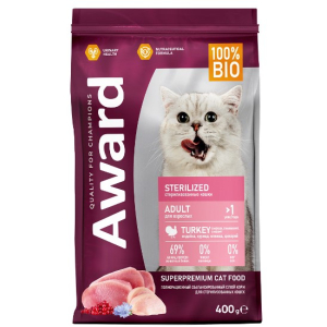 Award Cat Sterilized для взрослых стерилизованных кошек (Индейка, курица)