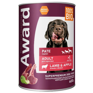 Award Dog Паштет для взрослых собак (Ягненок с яблоком), 400 г