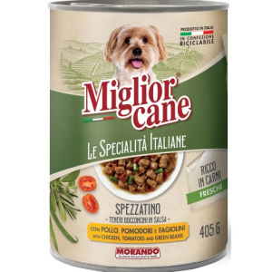 Miglior cane Le Specialità Italiane  для собак кусочки в соусе курица, помидоры и фасоль,405гр