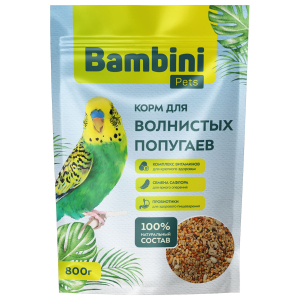 Bambini Pets корм для волнистых попугайчиков, 800гр