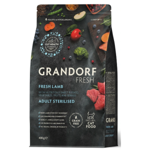 Grandorf Fresh Adult Sterilised беззерновой гипоаллергенный корм для взрослых стерилизованных кошек (свежий ягнёнок с бататом), 400гр