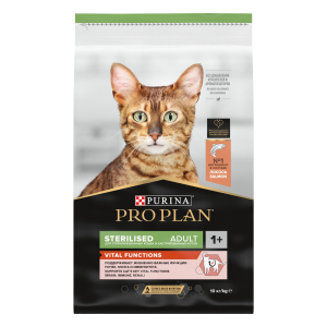 Purina Pro Plan Корм сухой для стерилизованных кошек, для поддержание органов чувств (лосось), 10кг