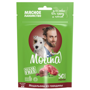 Molina Лакомство для щенков и собак всех пород (медальоны из говядины), 50г