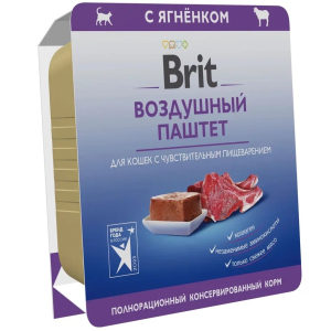 Brit Premium Sensitive Воздушный паштет для кошек с чувствительным пищеварением с ягнёнком, 100г