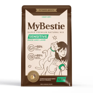 MyBestie Sensitive сухой корм для кошек с чувствительным пищеварением (утка, ягненок) 1,5кг
