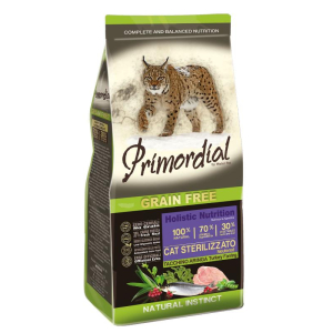 Primordial Cat Корм сухой беззерновой для стерилизованных кошек (сельдь, индейка), 6кг