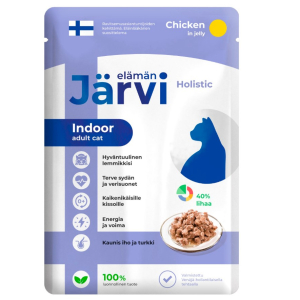 Jarvi  для кошек домашних с курицей, кусочки в желе,85г