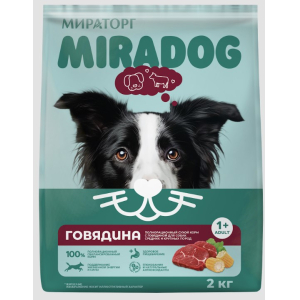 Мираторг Miradog сухой корм  для собак взрослых средних и крупных пород, с говядиной,2кг