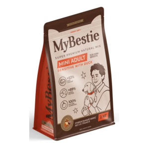 MyBestie Мини Эдалт Сенситив сухой корм для собак мелких пород с мясом утки, 2кг