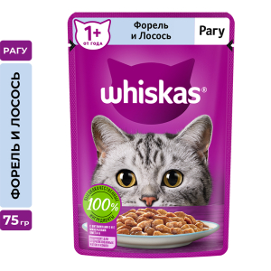 Whiskas Корм консервированный для кошек (форель, лосось), 75г
