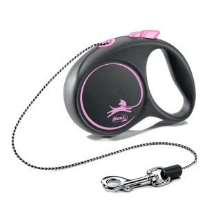 Flexi рулетка Black Design XS (до 8 кг),3 м,трос,черный/розовый
