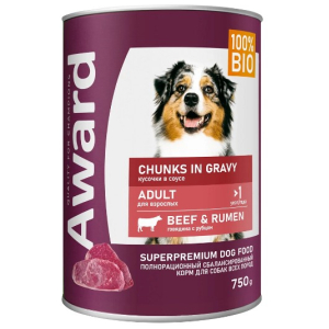 Award Dog для взрослых собак (Говядина с рубцом в соусе), 750гр