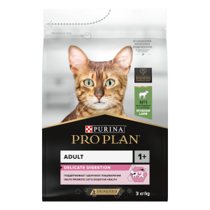 Pro Plan Корм сухой для кошек с чувствительным пищеварением (ягненок), 3кг