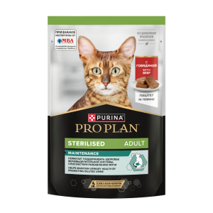 Pro Plan влажный корм для стерилизованных кошек  (говядина) паштет 75гр