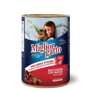 Miglior gatto Beef   для кошек кусочки в соусе с говядиной,405гр