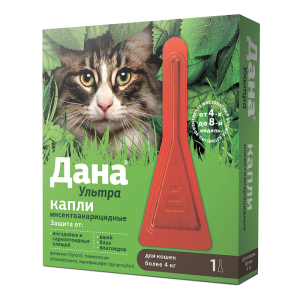 Дана Ультра от блох и клещей для кошек более 4кг, 0,64мл