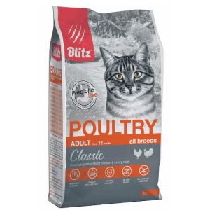 BLITZ ADULT CATS POULTRY сухой корм для взрослых кошек (птица) 2 кг годен до 14.07.2026