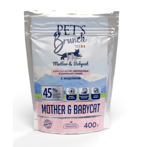Pet's Brunch Корм сухой для котят, беременных и кормящих кошек (индейка), 400г