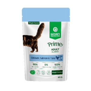 Natures Protection Prime Weight Control для кошек всех пород кусочки в соусе курица/лосось/тунец,85г