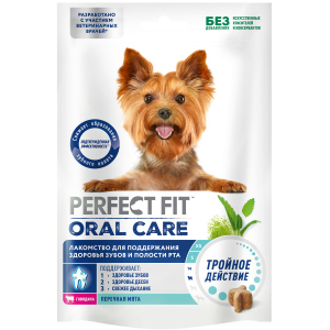 Лакомство Perfect Fit Oral Care для собак мелких и миниатюрных пород для здоровья полости рта с говядиной 90 г