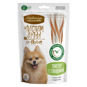 Деревенские лакомства Лакомство для чистки зубов у собак мелких пород (говядина), 80г