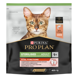 Purina Pro Plan Корм сухой для стерилизованных кошек, для поддержание органов чувств (лосось), 400г