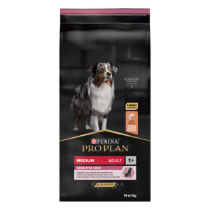 Purina Pro Plan Корм сухой для собак средних пород с чувствительной кожей (лосось и рис), 14кг
