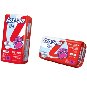 Подгузники LUXSAN Premium для животных L 8-14 кг, (упак 12 шт)