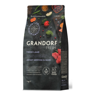 Grandorf Fresh Adult Medium & Maxi беззерновой гипоаллергенный корм для собак средних и крупных пород (свежий ягнёнок с бататом), 1кг