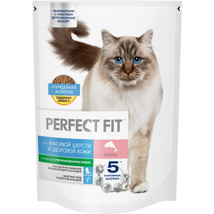 Перфект Фит сухой корм для кошек для красивой шерсти и здоровой кожи (лосось) 650гр