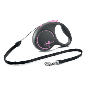Рулетка Flexi Black Design S  S тросовая 5м розовая