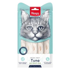 Wanpy Cat Нежное пюре из тунца и трески, 14гр*5