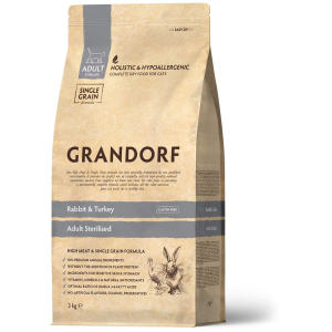 Grandorf Корм сухой низкозерновой для стерилизованных кошек (кролик, индейка), 400г
