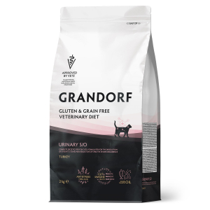 3212 Grandorf VET CAT URINARY S/O сух. корм 2кг д/к диетический, для растворения струвитных камней на основе бескостной индейки