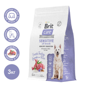 Брит Кеа SENSITIVE ALL BREEDS HEALTHY DIGESTION сухой корм для собак с чувствительноым пищеварением (индейка, ягненок) 3кг