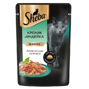 Sheba Корм консервированный полнорационный для кошек (кролик/индейка), 75 гр