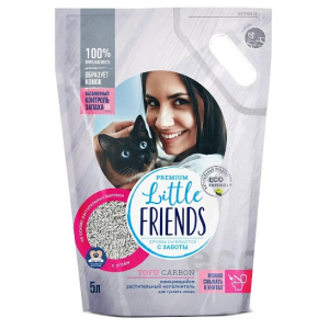 Наполнитель для кошачьего туалета "Little Friends Tofu Carbon" растительный, с углём,  5л, 2,5кг