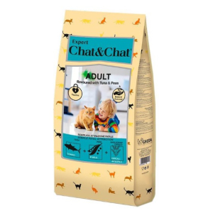 Chat&Chat Expert Сухой корм для взрослых кошек (тунец, горох), 14кг
