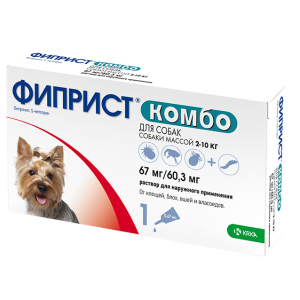 ФИПРИСТ КОМБО препарат от клещей, блох, вшей, власоедов для собак весом 2-10кг, 1 пипетка, КRКА Fypryst Combo