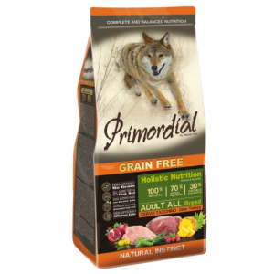 Primordial Корм сухой беззерновой для взрослых собак всех пород (оленина, индейка), 12кг