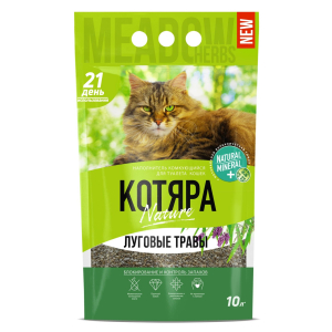 Pi-Pi-Bent "Котяра" Наполнитель для туалета комкующийся, луговые травы, 4,2 кг