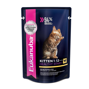 Eukanuba CAT KITTEN CHICKEN влажный корм для котят от 1 до 12 месяцев, соус (курица) 85гр