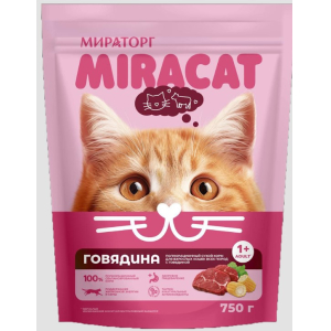 Мираторг Miracat сухой корм  для кошек всех пород, с говядиной,0,75кг