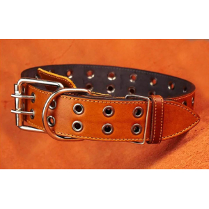 Ошейник из натуральной кожи, цвет светло-коричневый 50см