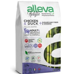 Alleva Holistic Корм для кастрированных котов и стерилизованных кошек, для выведения шерсти с курицей и уткой 1,5 кг